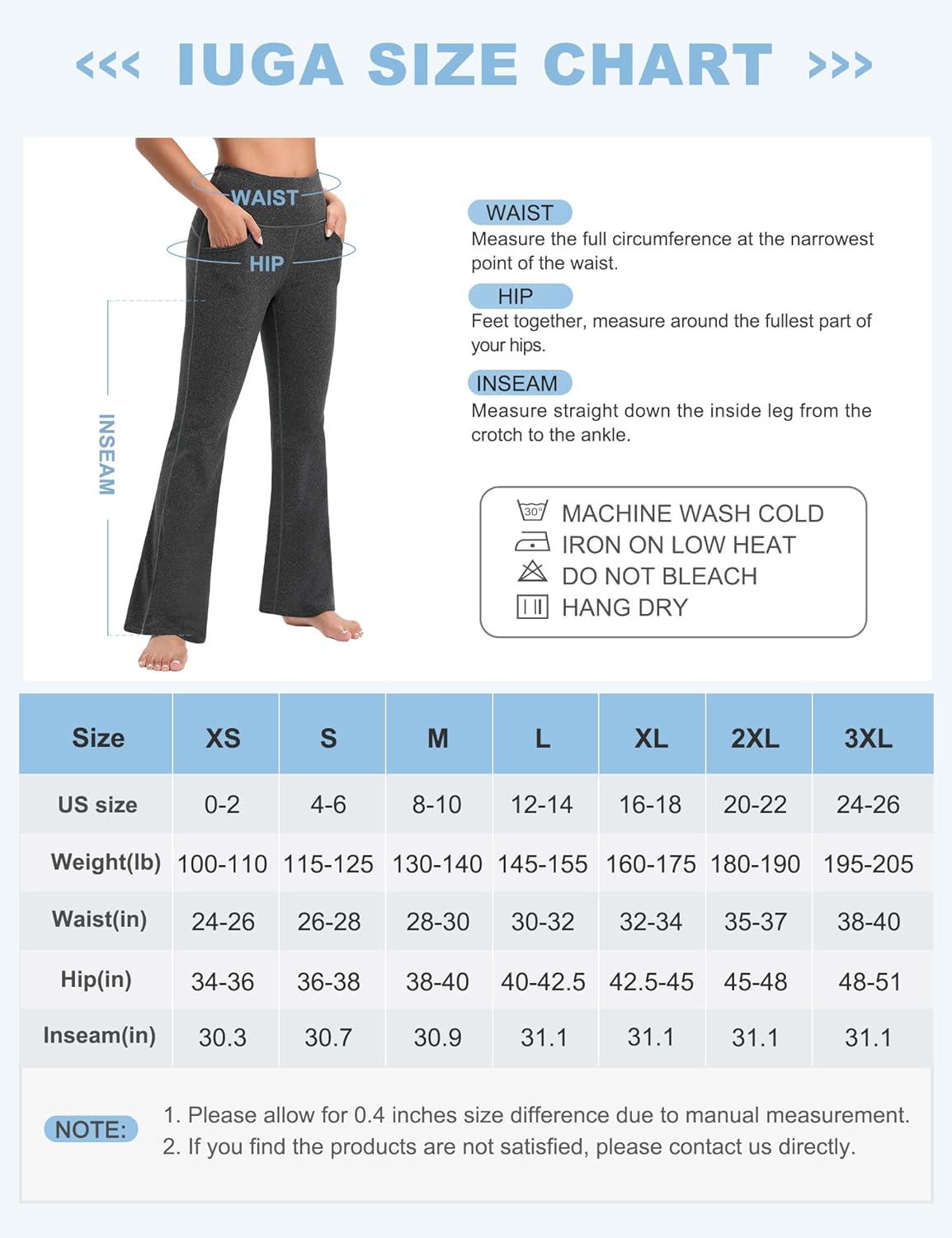 IUGA Fleece Lined Bootcut Yoga Pants with Pockets for Women Thermal ...